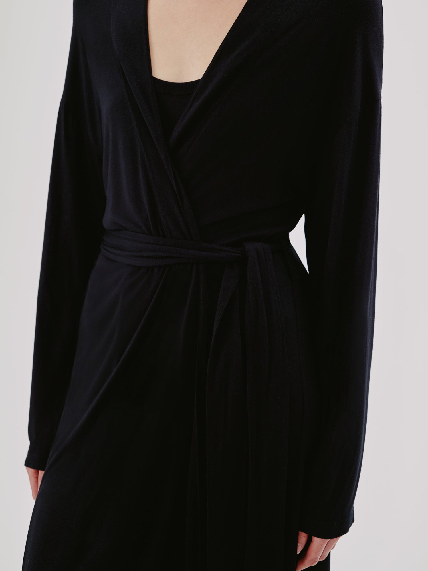 Another Tomorrow Elongated Robe in Black – Jersey Women's Top