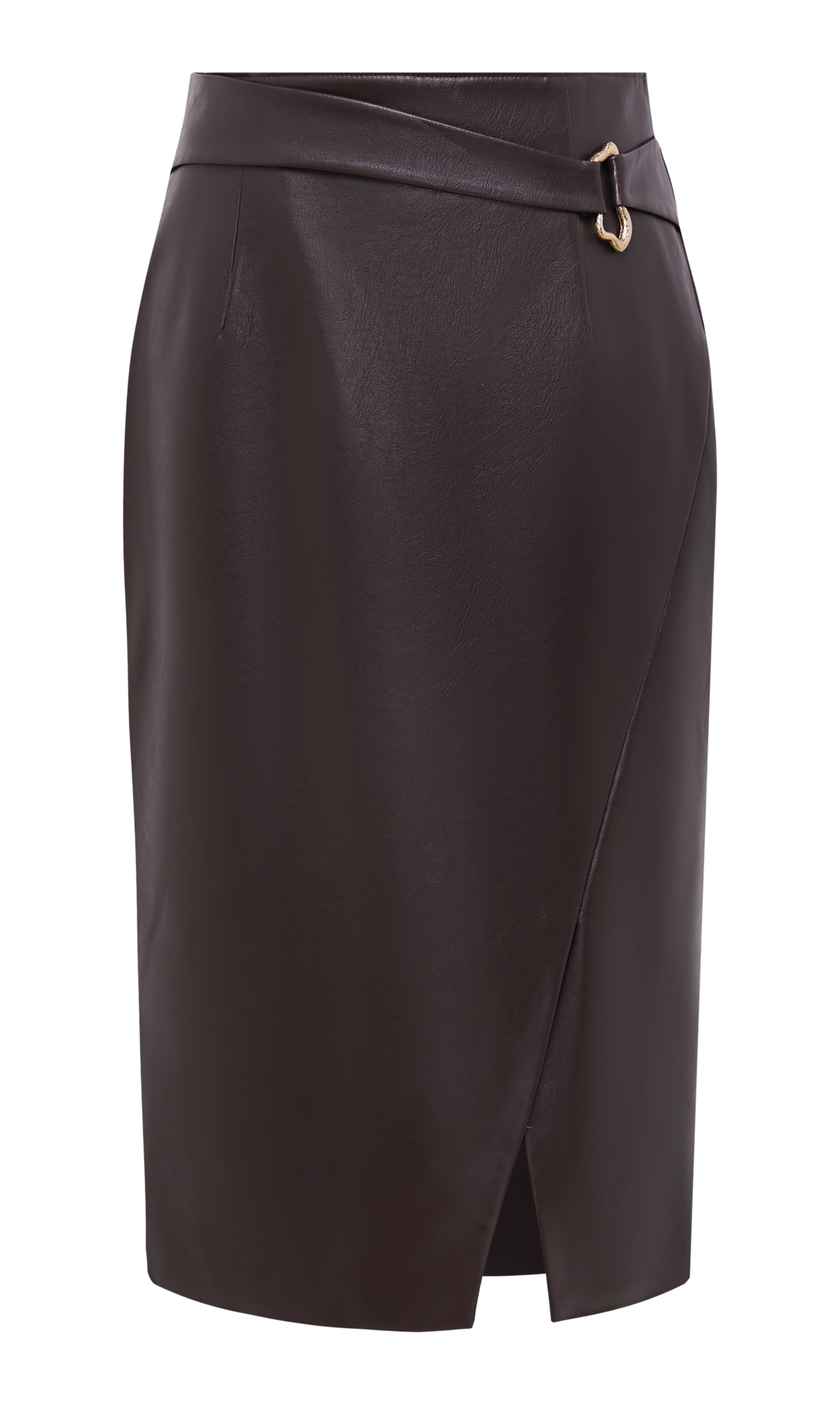 Faux Leather Skirt | Brown
