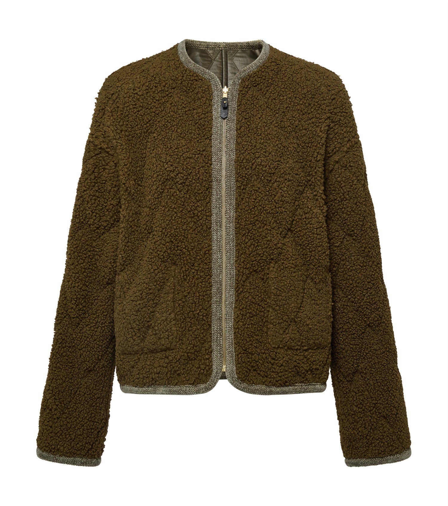 Round Neck Design Jacket | Green