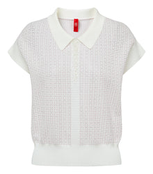 Mulberry Silk Short-Sleeve Knit Top | White