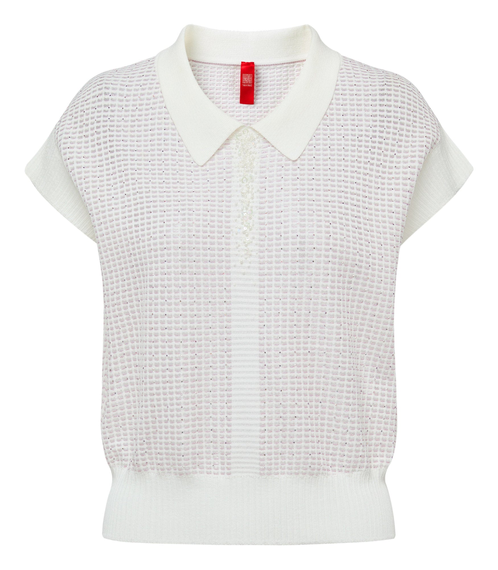 Mulberry Silk Short-Sleeve Knit Top | White