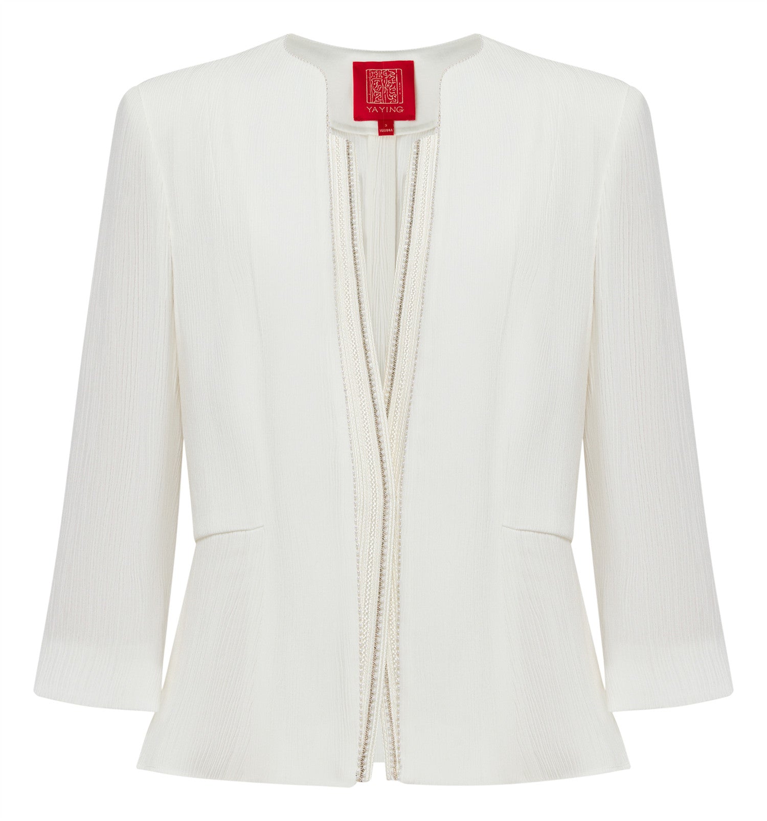 Collarless Short Jacket | White