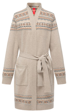 Wool Cashmere Jacquard Cardigan | Khaki