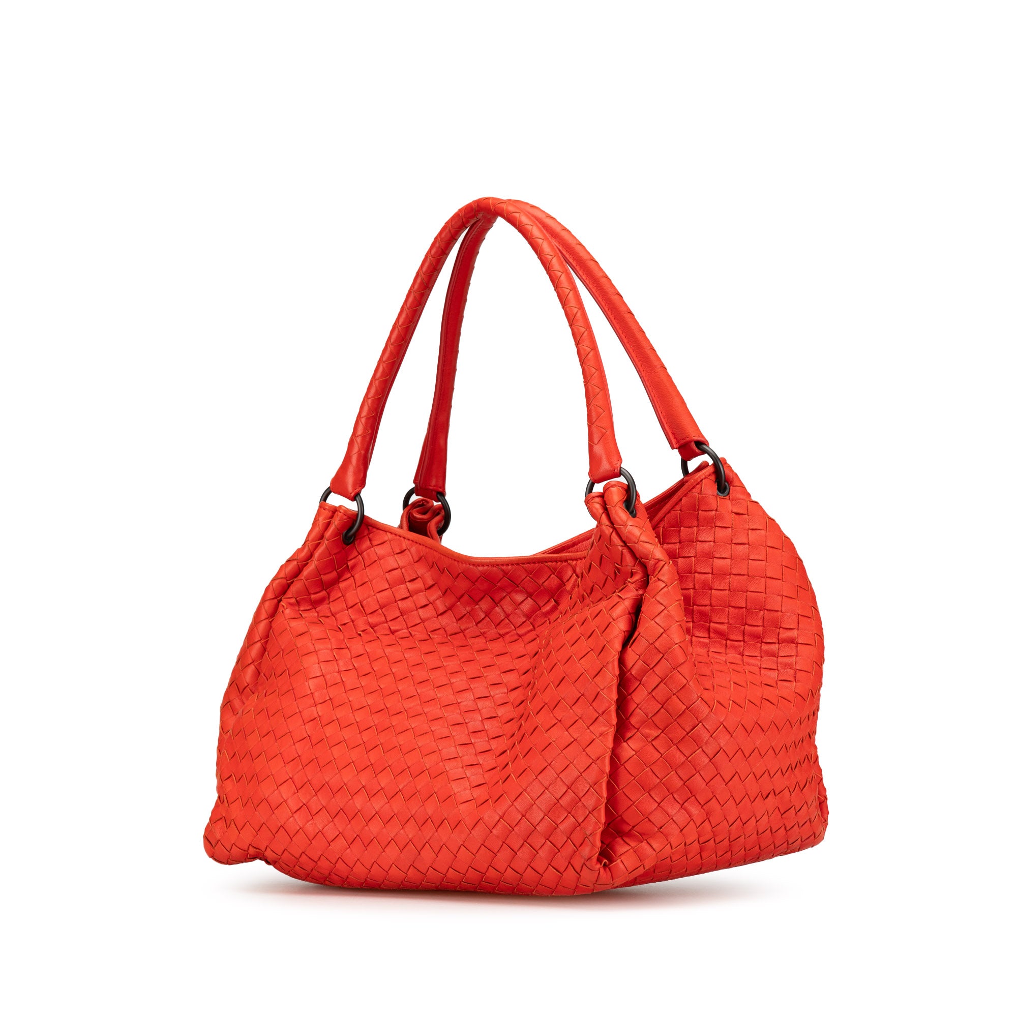 Bottega Veneta | Pre-Owned Nappa Intrecciato Parachute Tote | Red