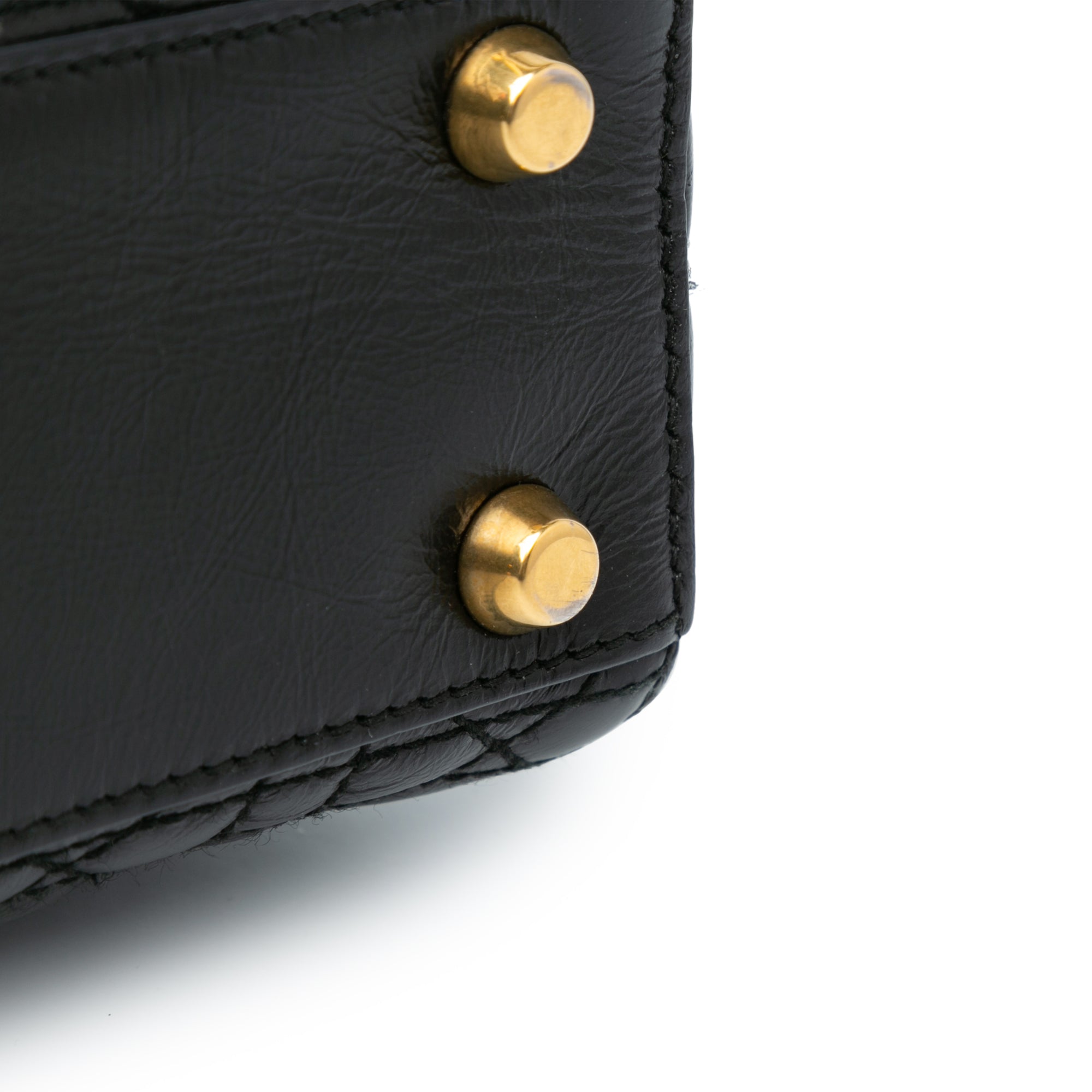 Dior | Pre-Owned Small Crinkled Patent Cannage My ABCLady | Black