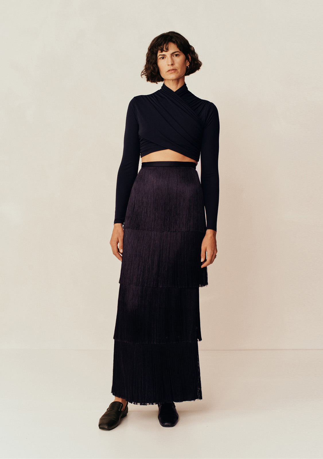 Mono Fringe Skirt | French Navy