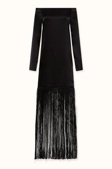 Mono Off Shoulder Fringe Dress | Black