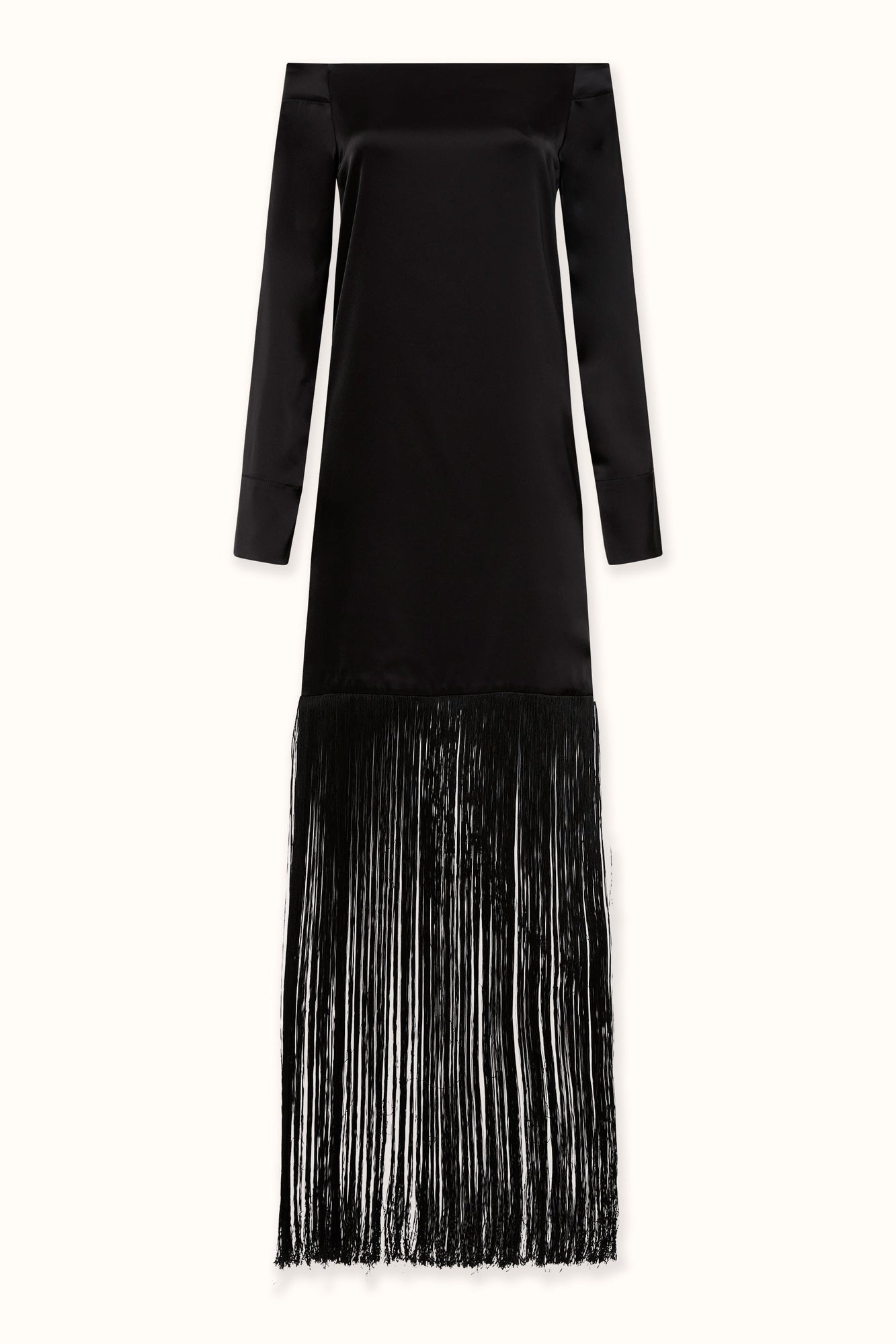 Mono Off Shoulder Fringe Dress | Black