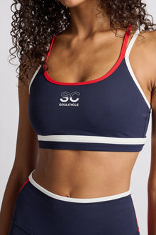 Splits59 | Eva Rigor Double Strap Bra | Navy/White