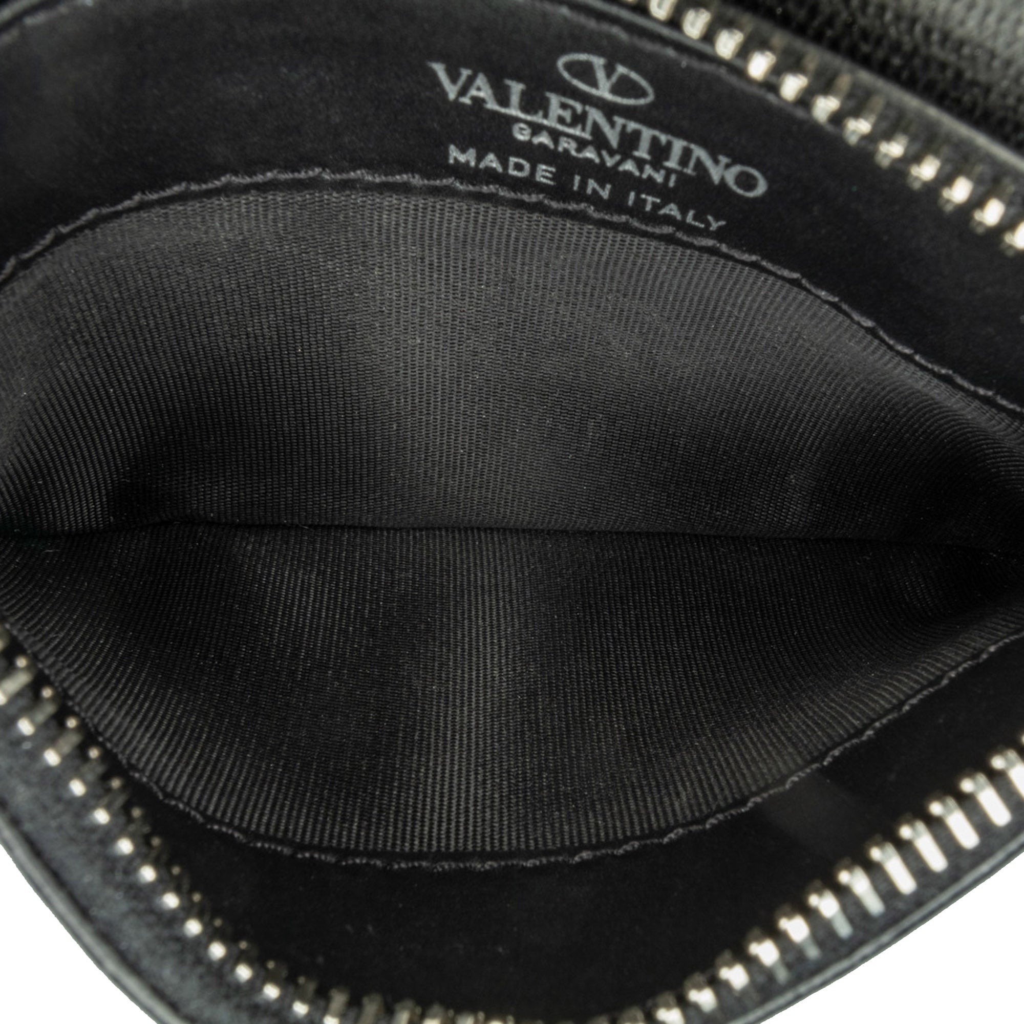 Valentino | Pre-Owned Leather VLTN Zip Card Holder | Black