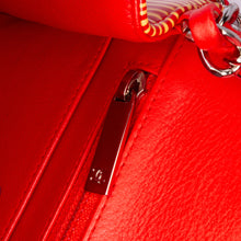 Chanel | Pre-Owned Mini Square Classic Patent Striped Single Flap | Orange