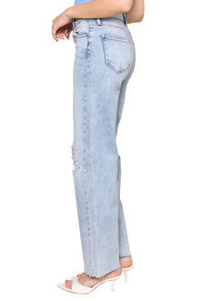 Light Wash Distressed High Rise