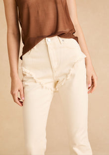 Womens | Dahlia Frayed Bootcut Jean | Eggshell