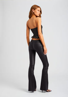 Womens | Hillary Coated Denim Top | Coated Black
