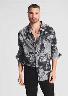 Mens | Lawson Button Down | Charcoal Palm