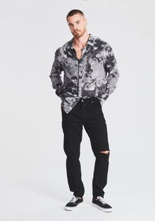 Mens | Lawson Button Down | Charcoal Palm