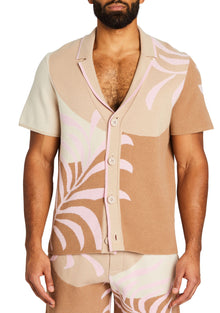 Mens | Lei Shirt | Jacquard Brown/Pink