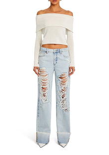 Womens | Margot Cuffed Distressed Jean | Skylight