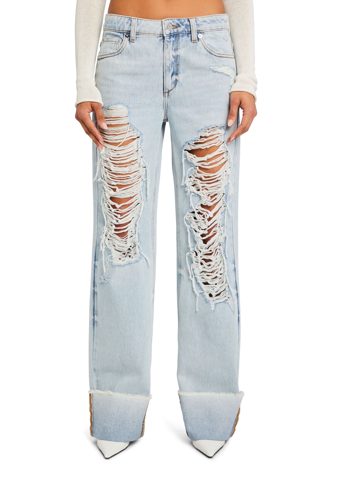 Womens | Margot Cuffed Distressed Jean | Skylight