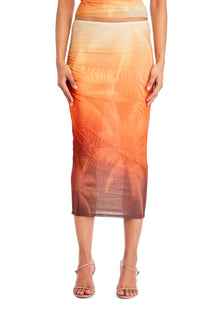 Womens | Nia Mesh Midi Skirt | Sunset Palm