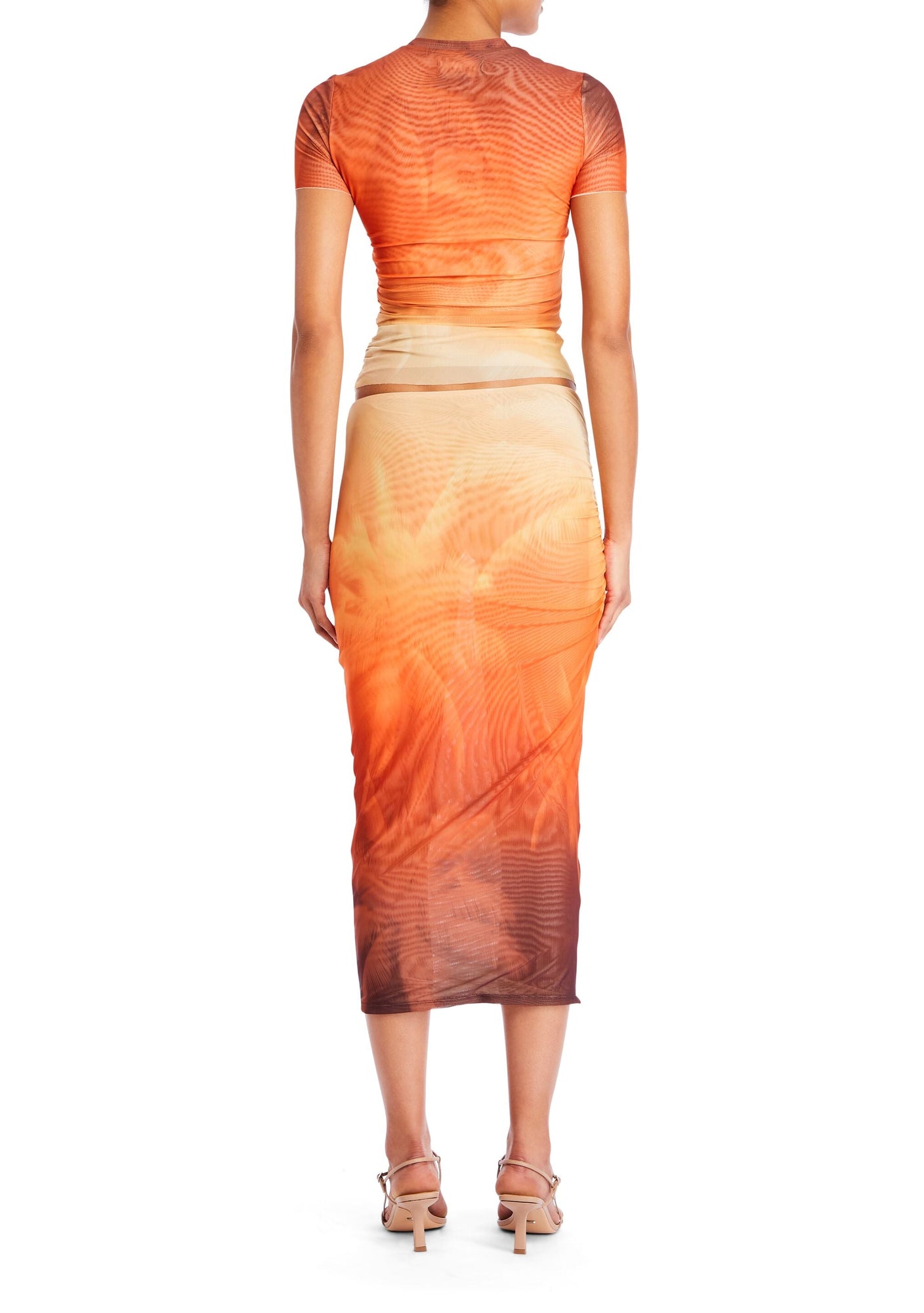 Womens | Nia Mesh Midi Skirt | Sunset Palm