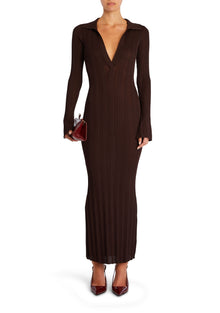 Womens | Azula Rib Knit Maxi Dress | Ash Brown