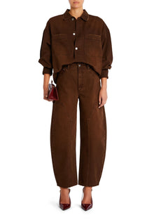 Womens | Marbel Mid Rise Barrel Jean | Vintage Brown