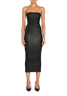Womens | Adalaide Coated Denim Midi Dress | Coated Black