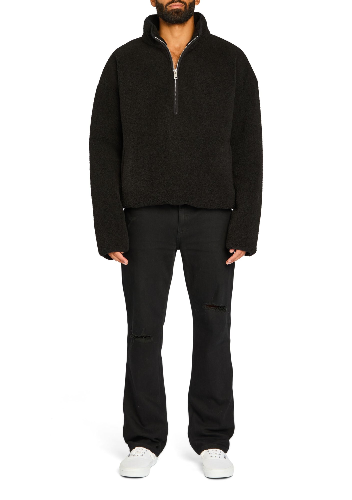 Unisex | Carter Faux Shearling Zip Jacket | Black