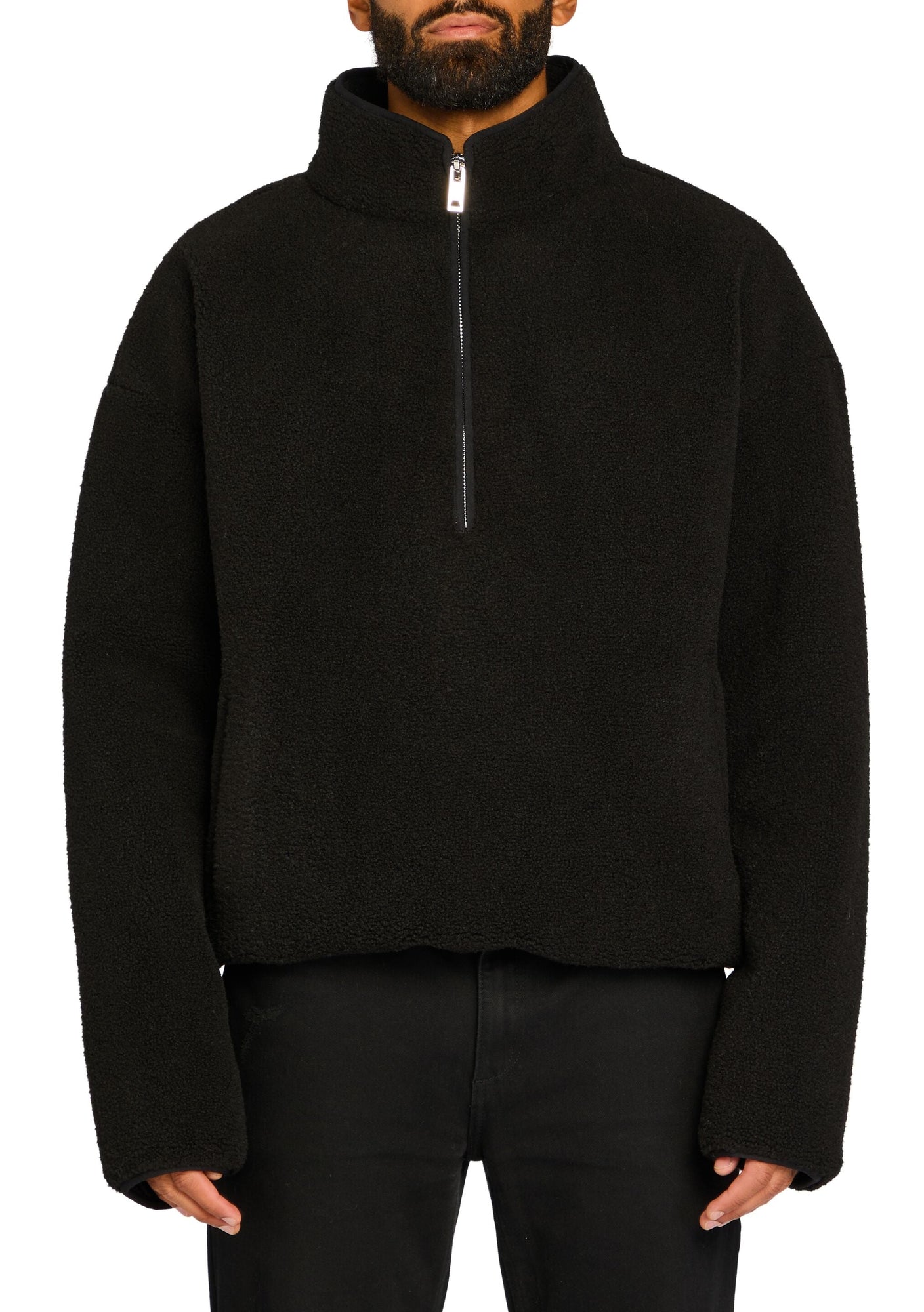 Unisex | Carter Faux Shearling Zip Jacket | Black
