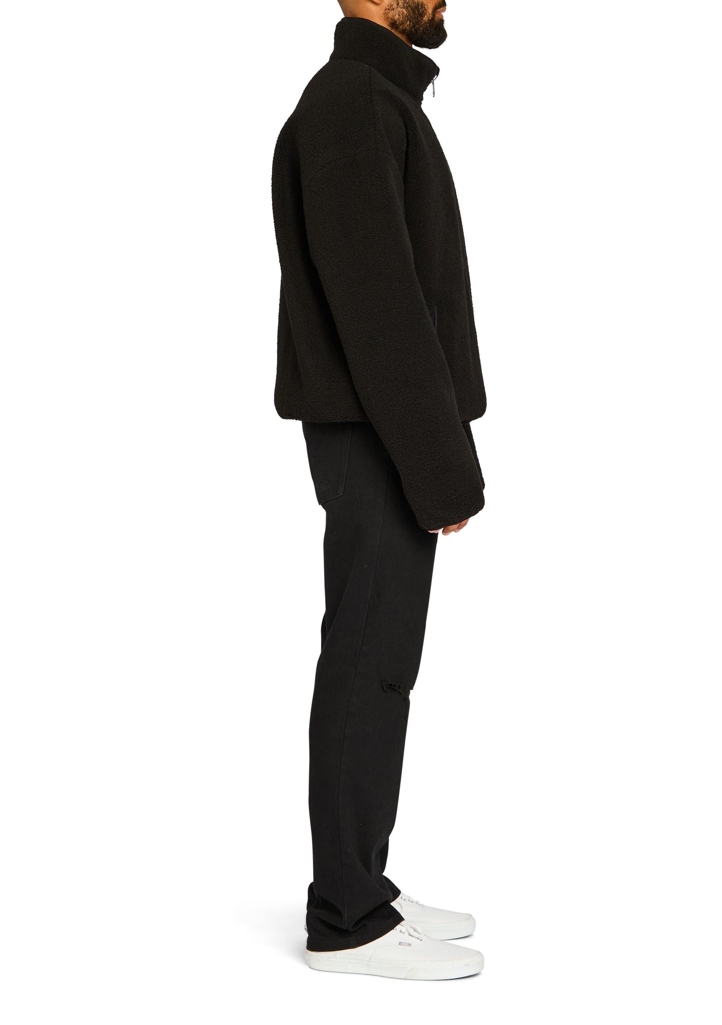 Unisex | Carter Faux Shearling Zip Jacket | Black