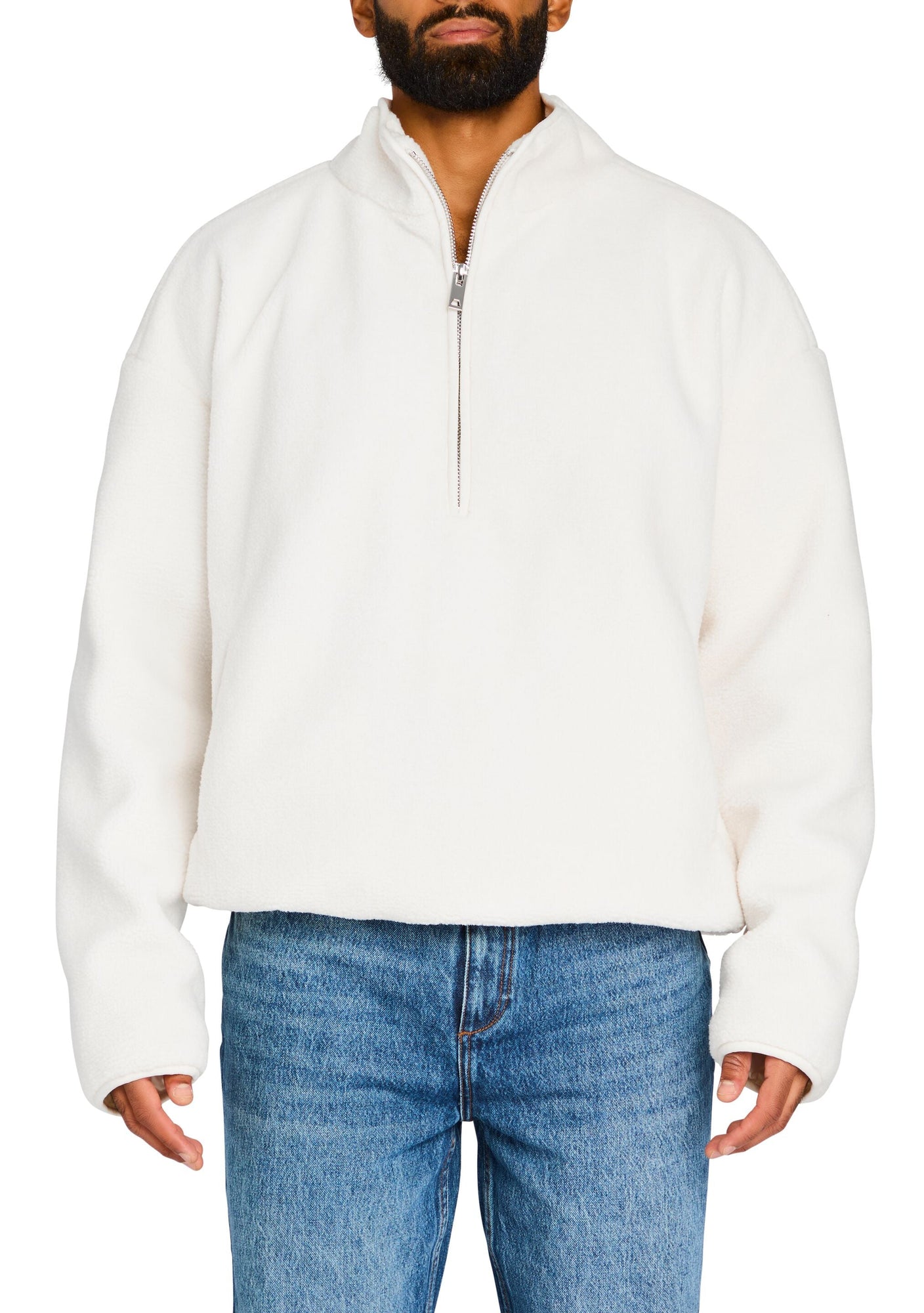 Unisex | Carter Faux Shearling Zip Jacket | Eggshell