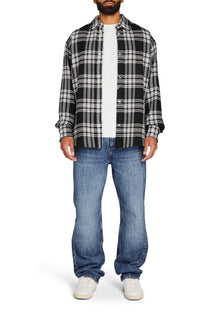 Mens | Dack Relaxed Wool Shacket | Black/White Plaid