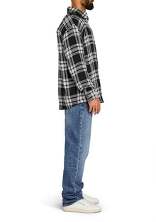 Mens | Dack Relaxed Wool Shacket | Black/White Plaid