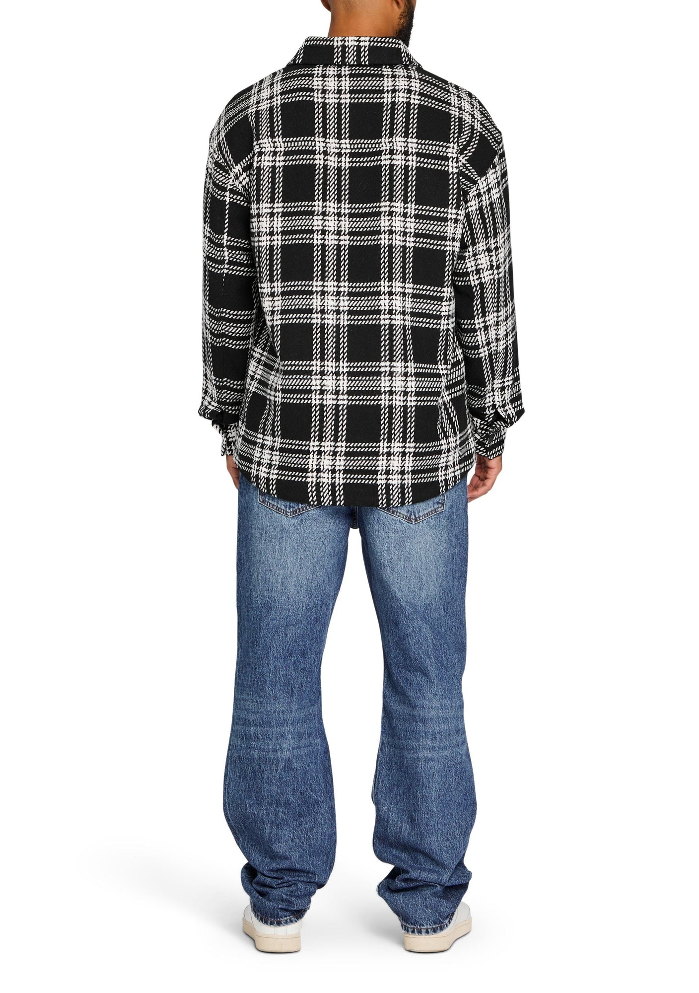 Mens | Dack Relaxed Wool Shacket | Black/White Plaid