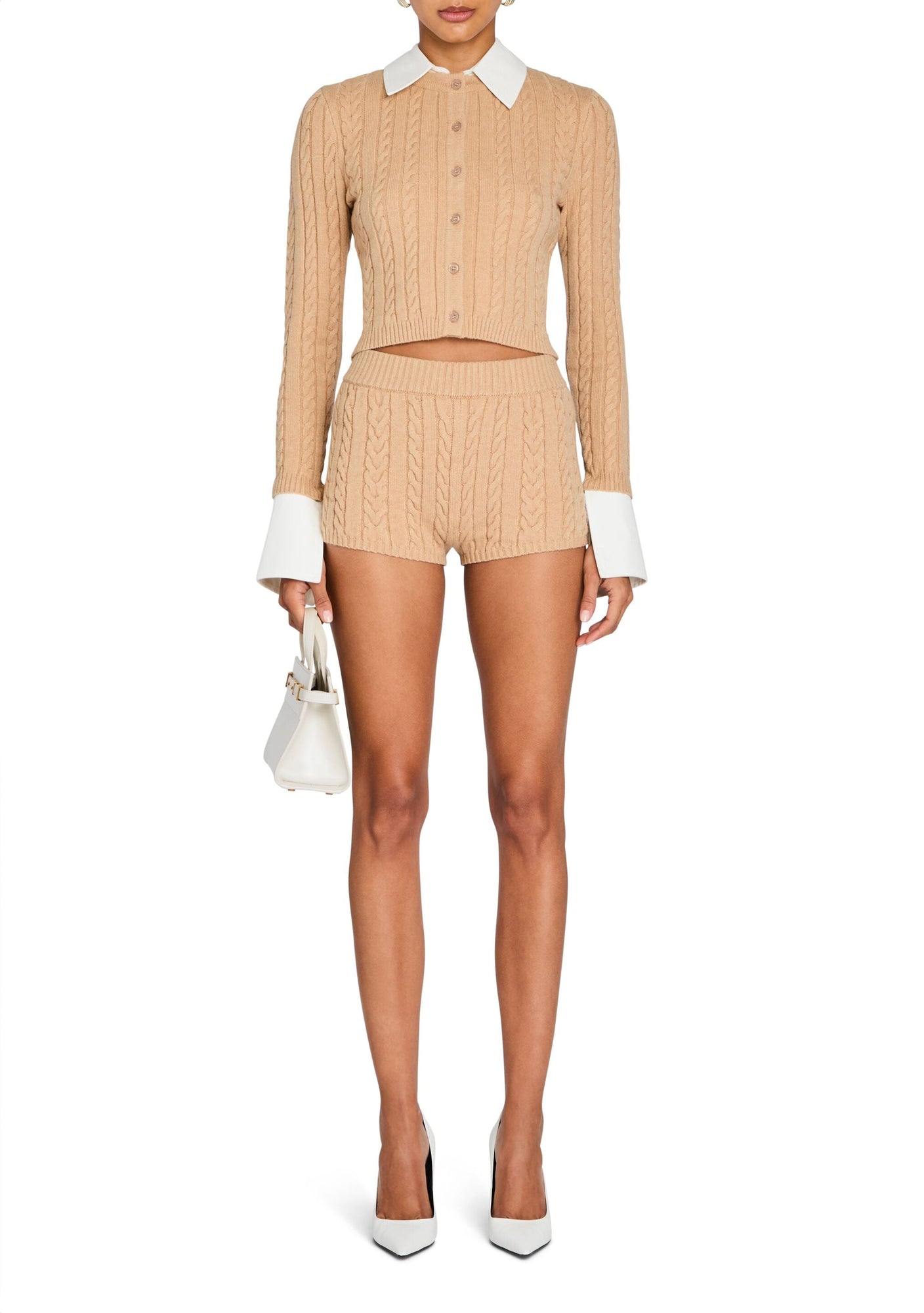 Womens | Eloise Cable Knit Cardigan | Tan
