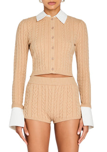 Womens | Eloise Cable Knit Cardigan | Tan