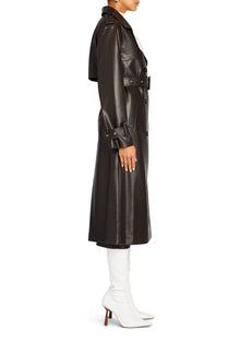 Womens | Estelle Vegan Leather Trench Coat | Ash Brown