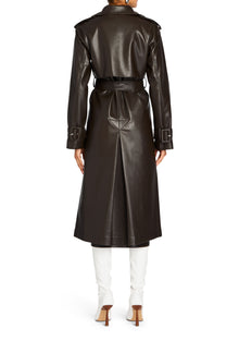 Womens | Estelle Vegan Leather Trench Coat | Ash Brown