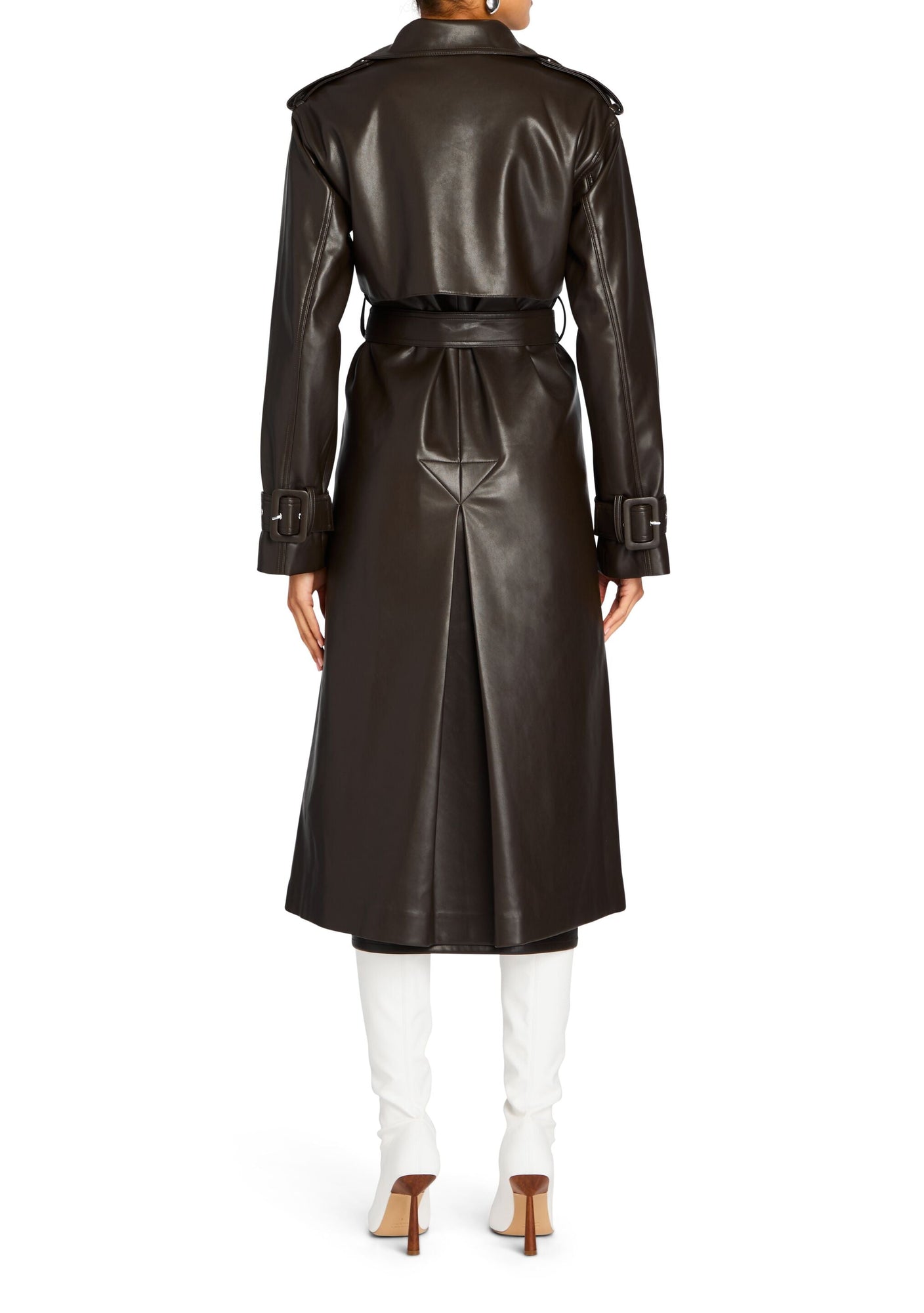 Womens | Estelle Vegan Leather Trench Coat | Ash Brown