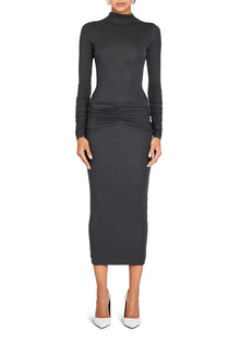 Womens | Fina Tea Length Dress | Charcoal