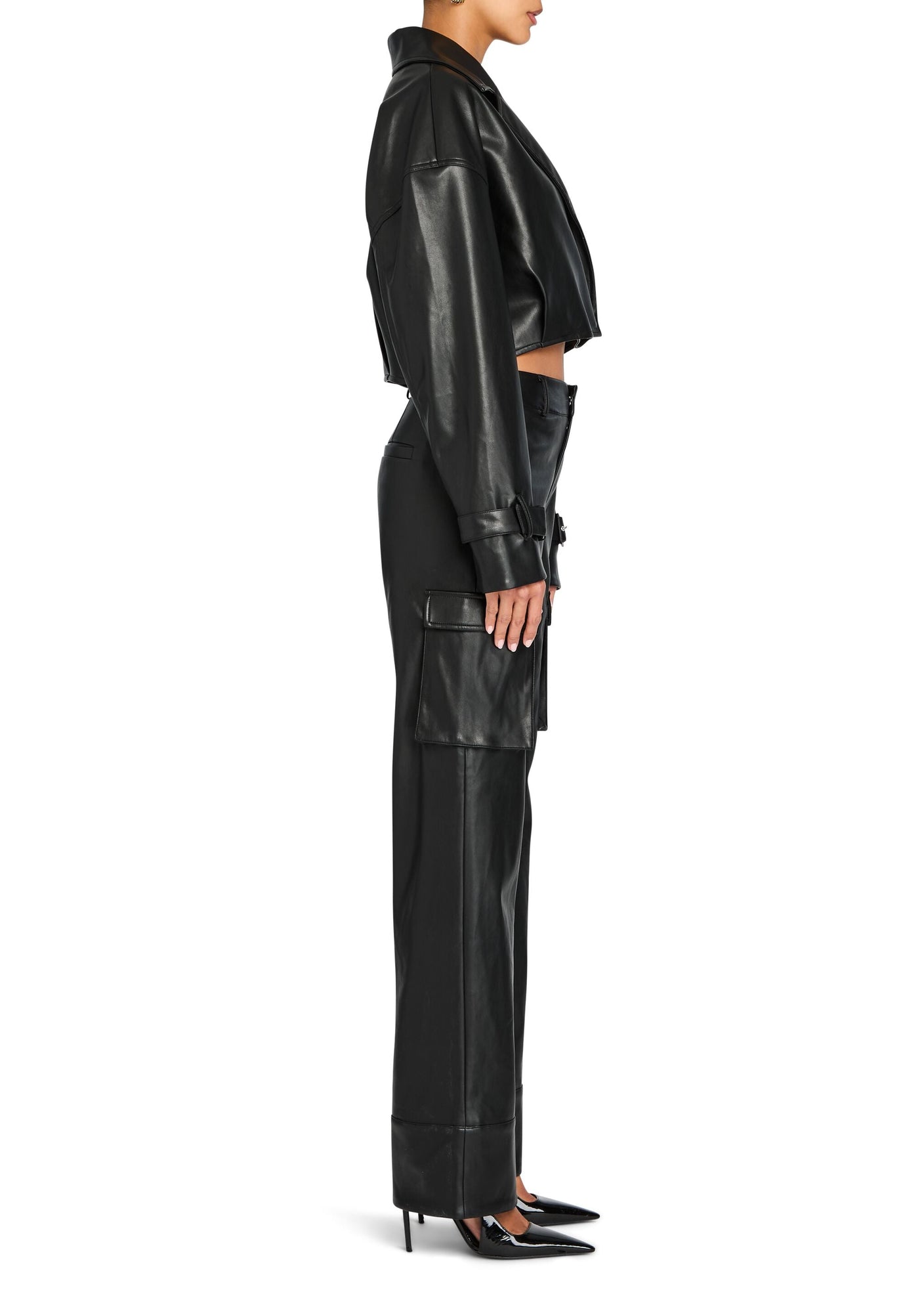 Womens | Koda Vegan Leather Cropped Trench | Black