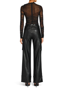 Womens | Fifer Vegan Leather Mid Rise Cargo Pant | Black
