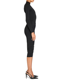 Womens | Priyanka Mesh V-Cut Midi Dress | Black