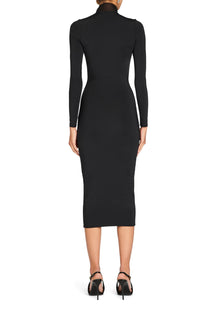 Womens | Priyanka Mesh V-Cut Midi Dress | Black