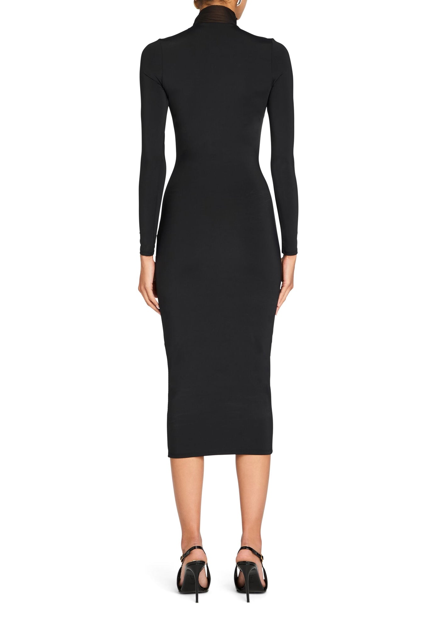 Womens | Priyanka Mesh V-Cut Midi Dress | Black