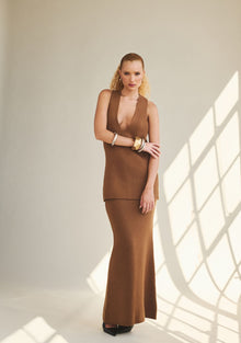 Womens | Hazel Knit Maxi Skirt | Camel