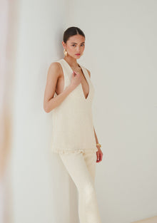 Womens | Gav Boucle Top | Eggshell