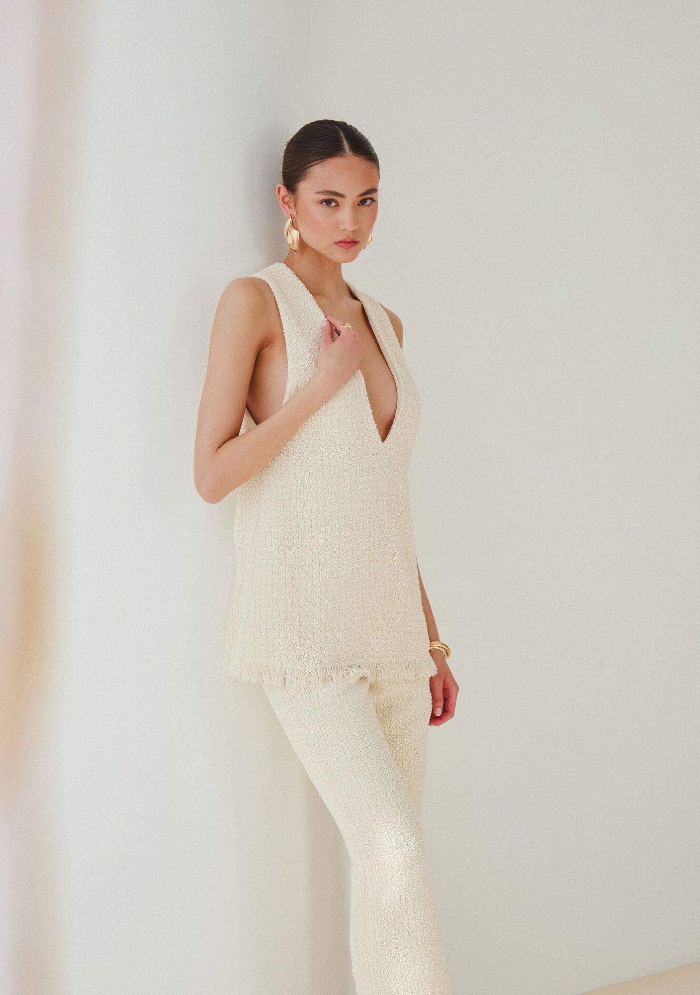 Womens | Gav Boucle Top | Eggshell
