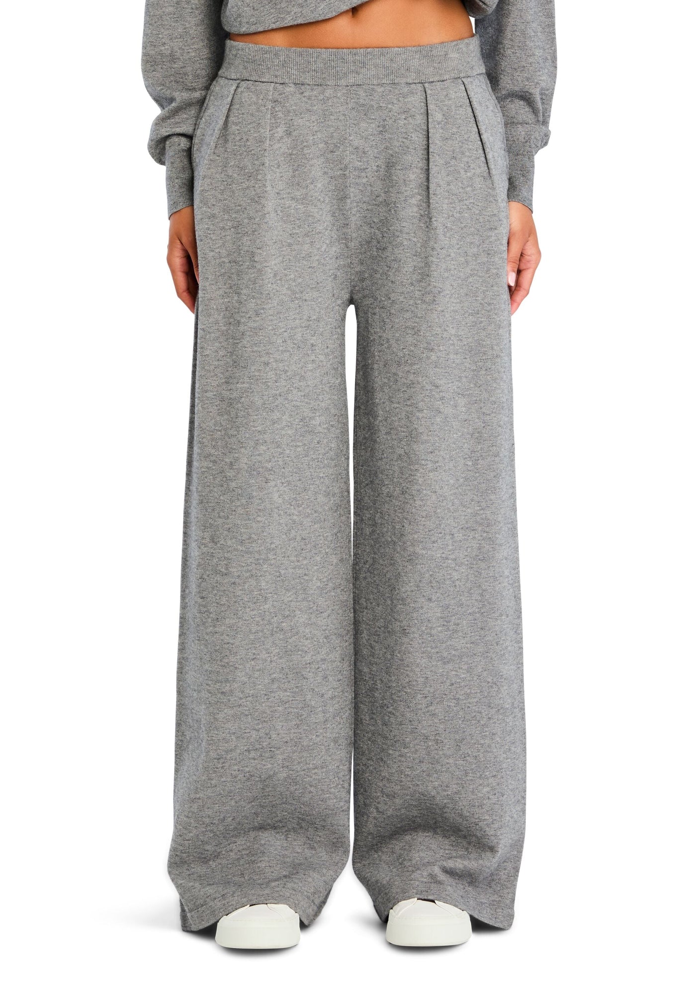 Womens | Alya Knit Pleated Trousers | Heathered Grey